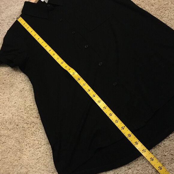 Black Simple Witch Button Up Short Sleeve Top - Picture 12 of 14